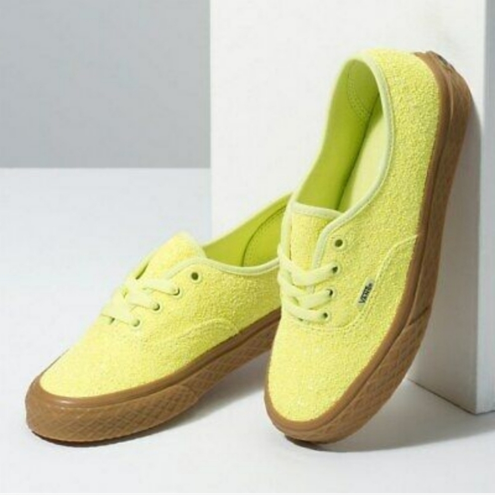 Vans Neon Yellow Canvas Sneakers with Gum Sole